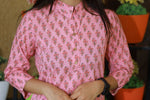 Grishma Baby Pink Collar Style Cotton Kurti