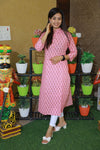 Grishma Baby Pink Collar Style Cotton Kurti