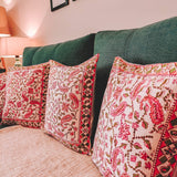 Peach Purple Pleasure - Hand Block Printed Cushion Covers (16 X16 Inch; Set of 5)