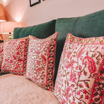 Peach Purple Pleasure - Hand Block Printed Cushion Covers (16 X16 Inch; Set of 5)