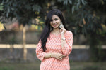 Udaan -Peach  Floral  Cotton Kurti
