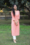 Udaan -Peach  Floral  Cotton Kurti