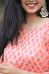 Udaan -Peach  Floral  Cotton Kurti