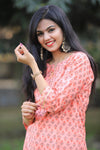 Udaan -Peach  Floral  Cotton Kurti