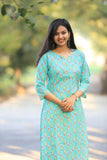 Udaan -Ferozi Floral  Cotton Kurti