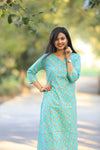 Udaan -Ferozi Floral  Cotton Kurti