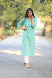 Udaan -Ferozi Floral  Cotton Kurti