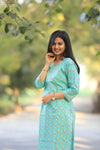 Udaan -Ferozi Floral  Cotton Kurti