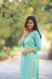 Udaan -Ferozi Floral  Cotton Kurti