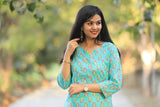 Udaan -Ferozi Floral  Cotton Kurti