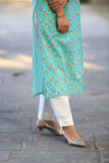 Udaan -Ferozi Floral  Cotton Kurti
