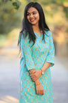 Udaan -Ferozi Floral  Cotton Kurti