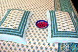 Peacock Blue Cotton  Double Bedsheet (90 X108 Inch)
