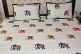 Elephant Sanctuary Handwork Cotton  Double Bedsheet (108 X108 Inch)