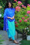 Sky Blue Cotton Suit set and laheriya dupatta