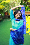 Sky Blue Cotton Suit set and laheriya dupatta