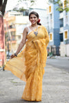 Kota Doria Saree - Yellow