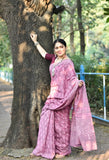 Pure Cotton Saree - Onion Pink