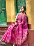 Kota Doria Saree - Pink