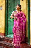 Kota Doria Saree - Pink
