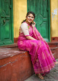 Kota Doria Saree - Pink