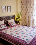 Royal Rose Garden Cotton  Double Bedsheet (90 X108 Inch)